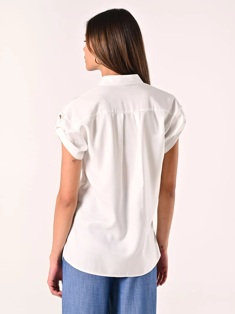 Camicia Bianca con Bottoni Gioiello