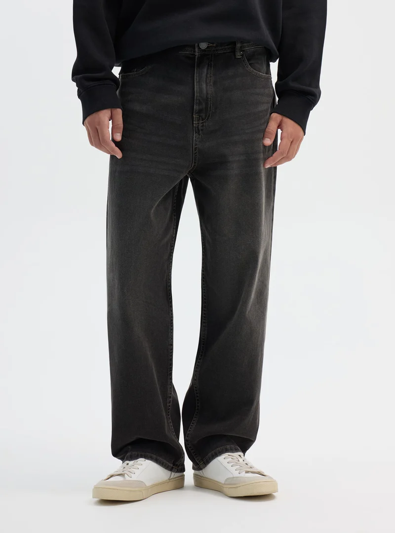 Jeans super baggy a tinta unita
