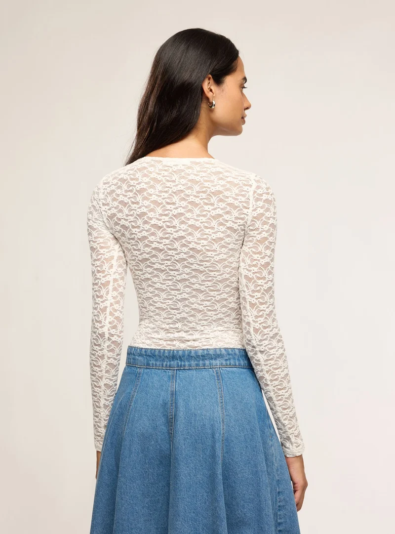 Body in pizzo a maniche lunghe