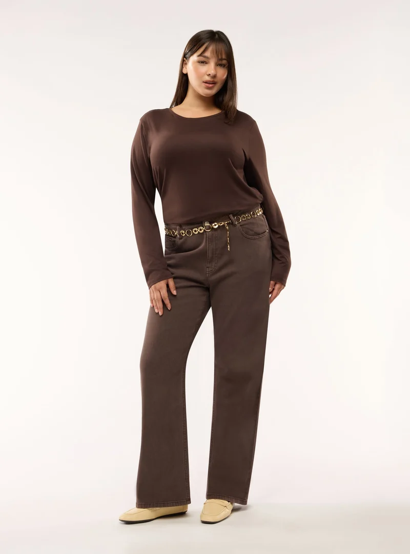 Jeans wide leg a tinta unita