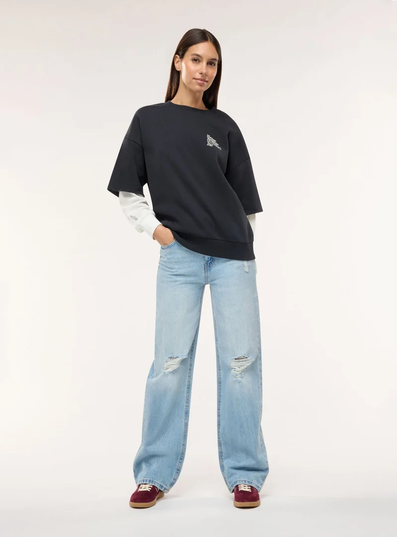 Jeans wide leg con strappi