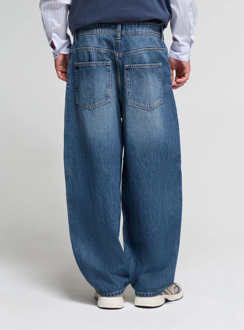 Jeans balloon a tinta unita
