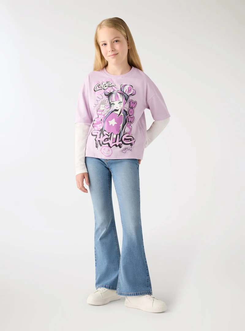 Jeggings a zampa con vita elasticizzata