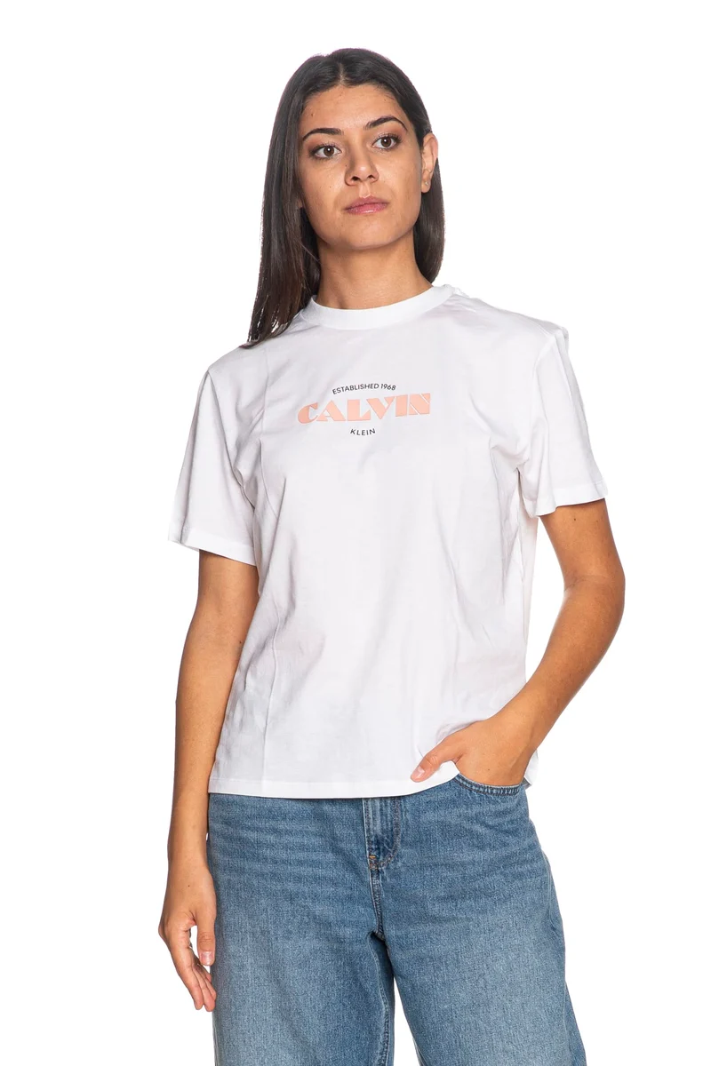T Shirt Calvin Klein Classic Resort Ck Lg Da Donna Bianca