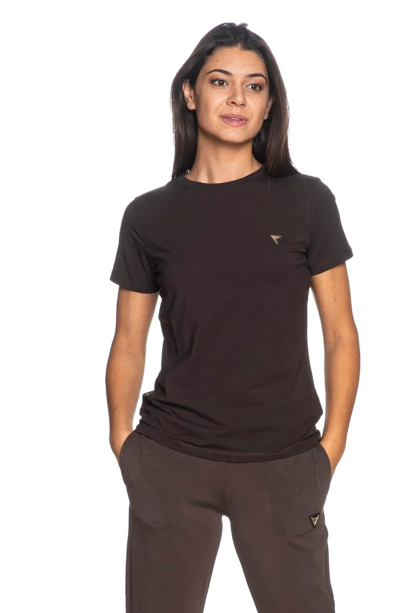 T Shirt Guess Colette Da Donna Marrone Cioccolato