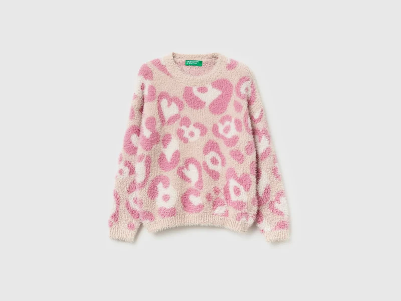 Maglione animalier in filato peloso