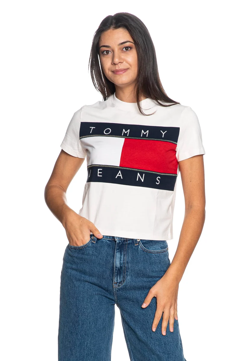 T Shirt Tommy Hilfiger Coach Collar Qui Jkt Da Donna Panna