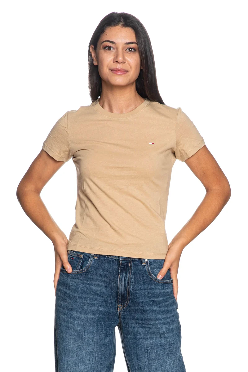 T Shirt Tommy Hilfiger Sl C Neck Tee Da Donna Beige Cappuccino