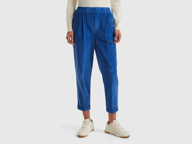 Chino in velluto con vita elasticizzata