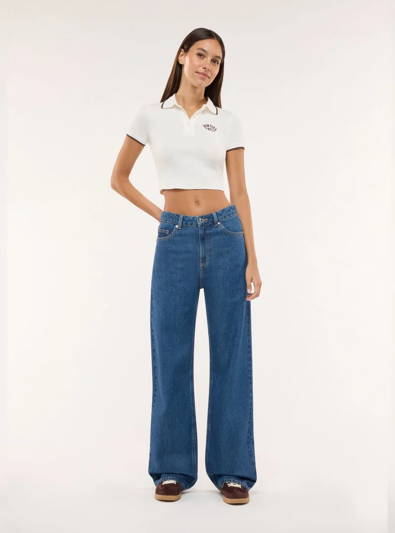 Jeans wide leg a tinta unita
