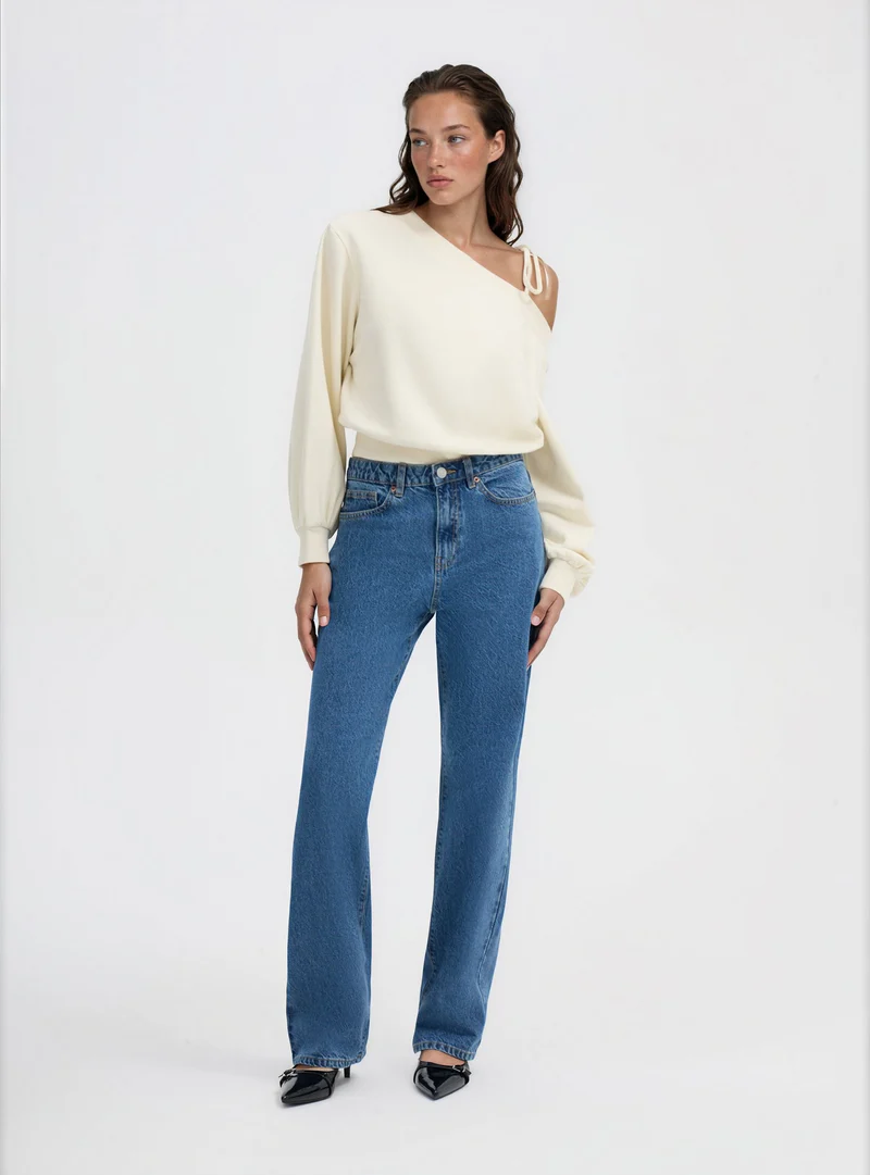 Jeans straight a vita alta