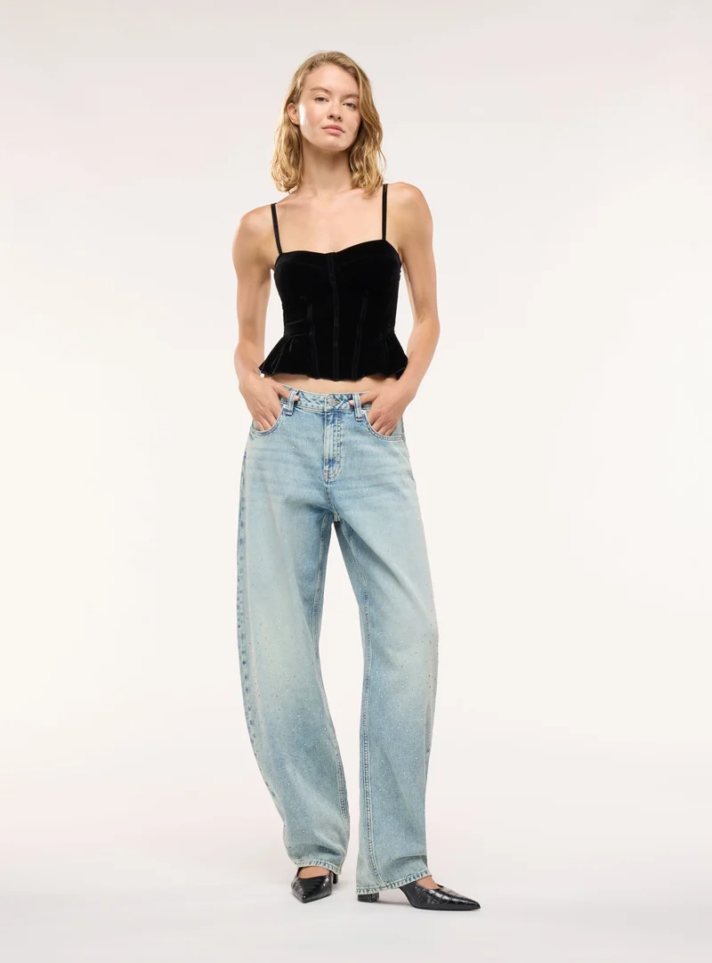 Jeans balloon con applicazioni strass