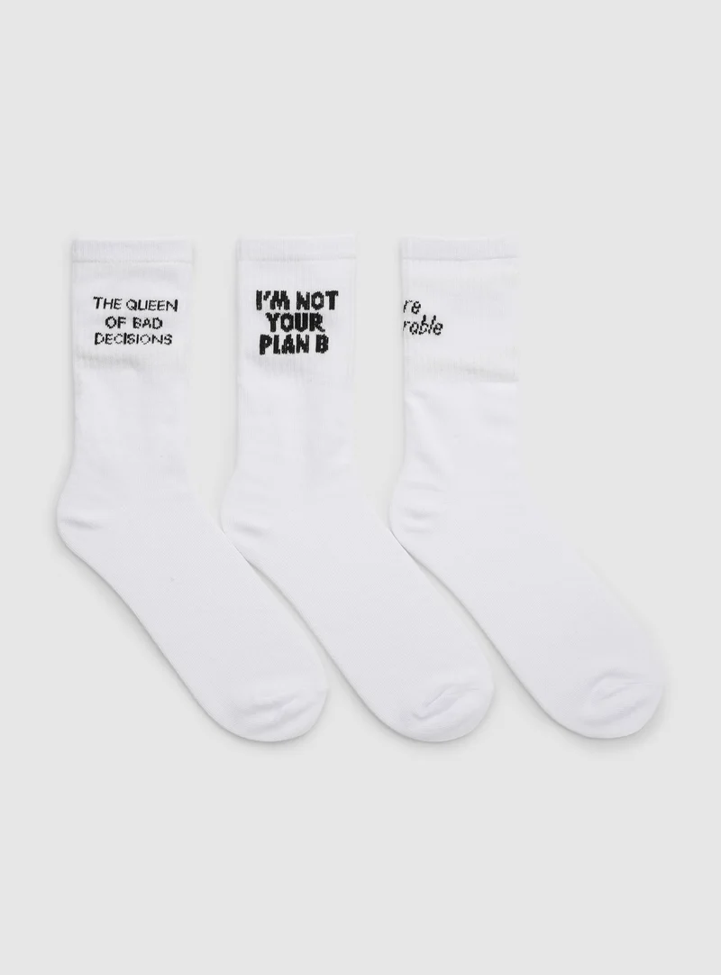 Pack 3 calze con scritte