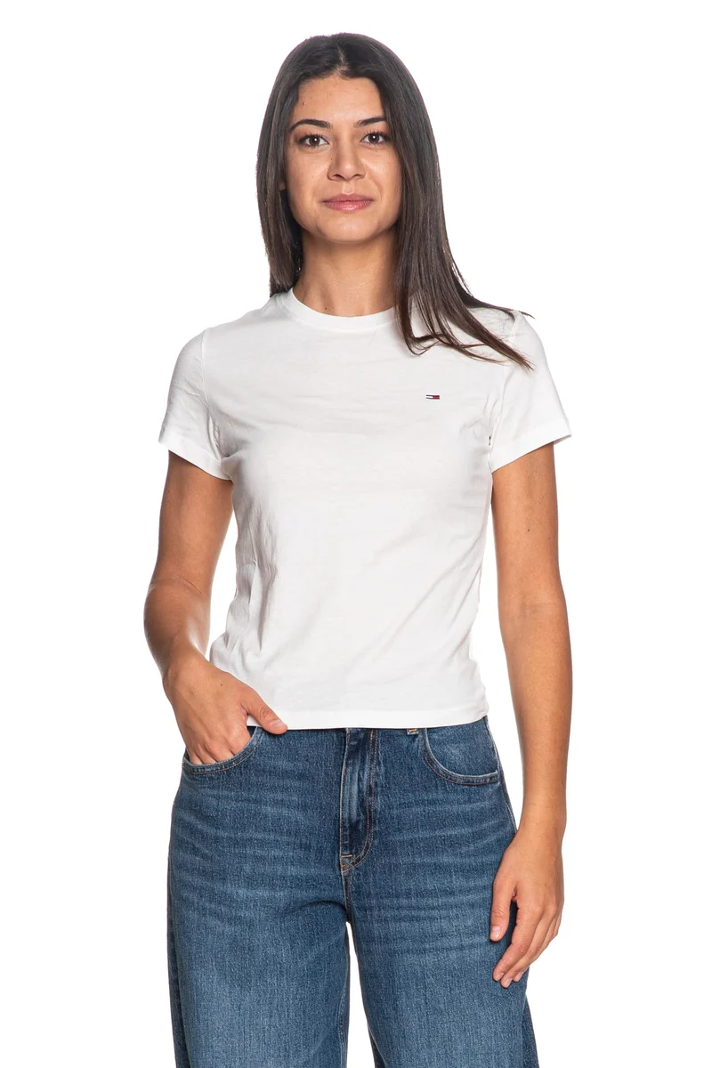 T Shirt Tommy Hilfiger Sl C Neck Tee Da Donna Bianca