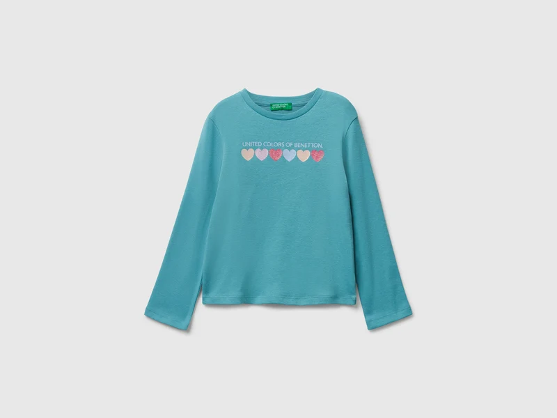 T-shirt con logo glitter in cotone