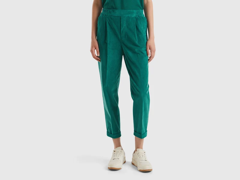 Chino in velluto con vita elasticizzata