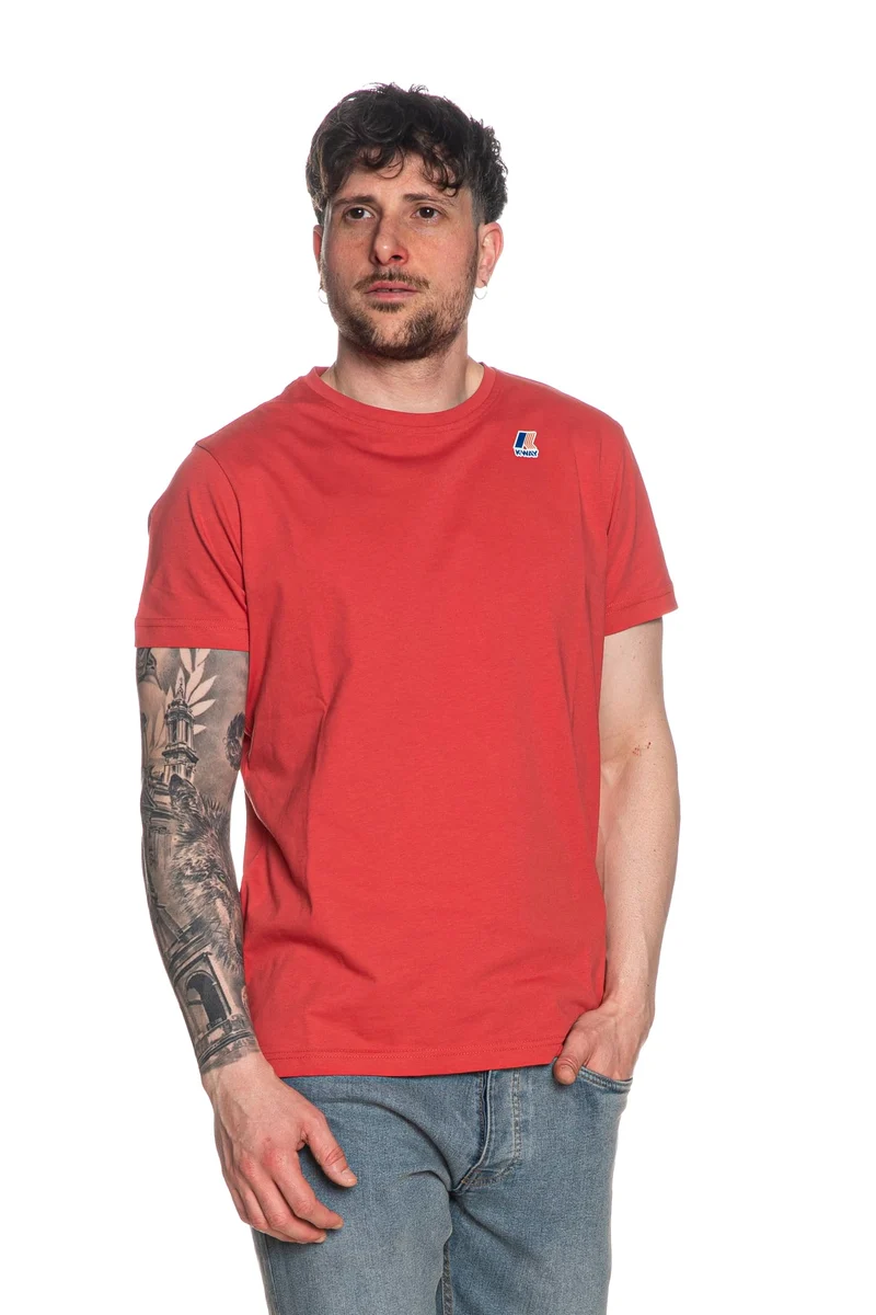 T Shirt K-Way Le Vrai Edouard Da Uomo Rosso Salsa