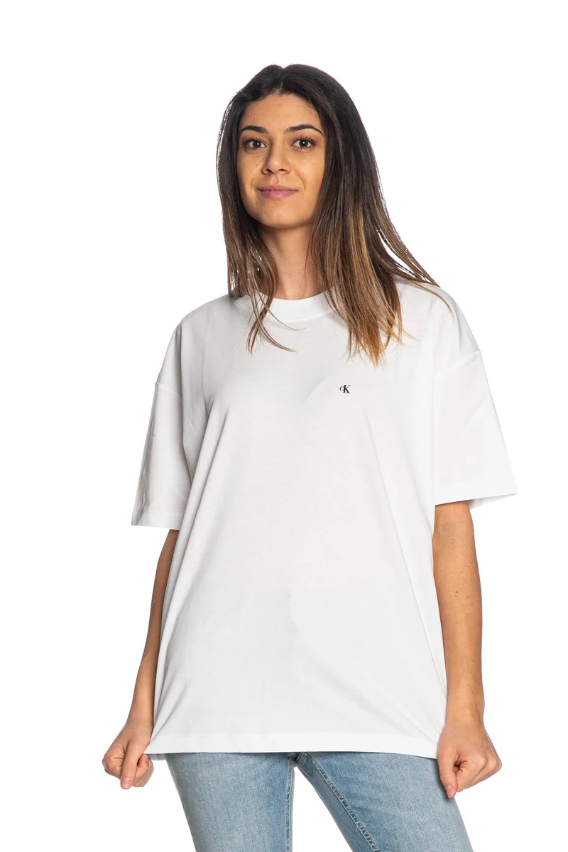 T Shirt Calvin Klein Script Inst Back Da Donna Bianca