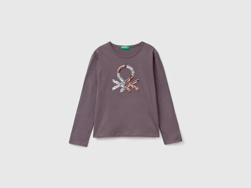 T-shirt in caldo cotone bio con paillettes