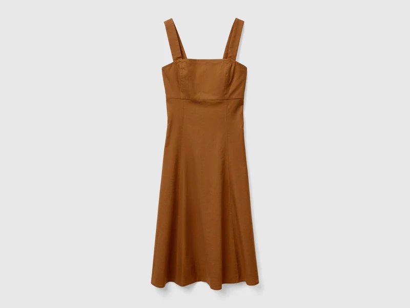 Vestito scollo quadrato in misto lino