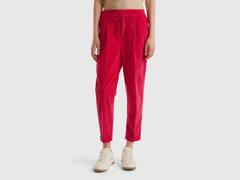 Chino in velluto con vita elasticizzata