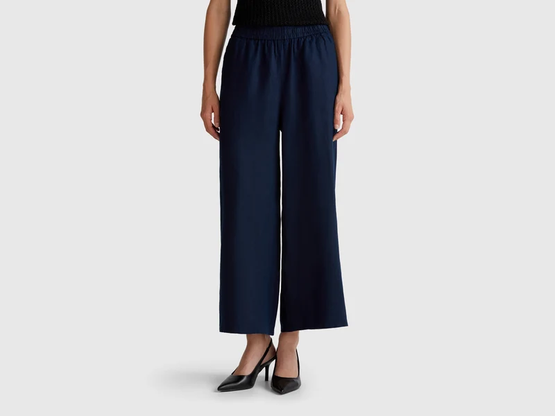 Pantaloni ampi in puro lino