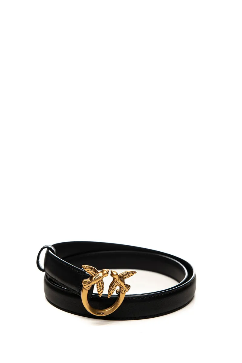 Cintura Pinko Love Berry H2 Belt Da Donna Nera Oro In Pelle