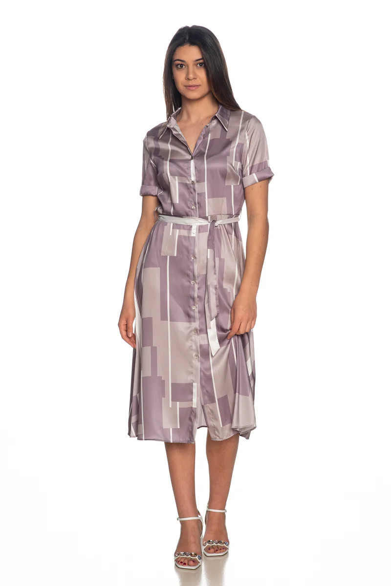 Abito Lungo Yes Zee Graphic Da Donna Fantasia Grafica Mauve/Rosa Polvere/Bianco
