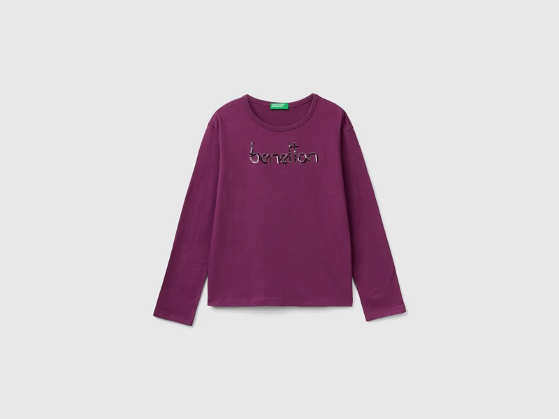 T-shirt in caldo cotone bio con paillettes