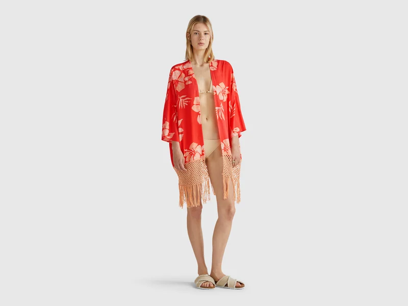 Maglia kimono con stampa floreale