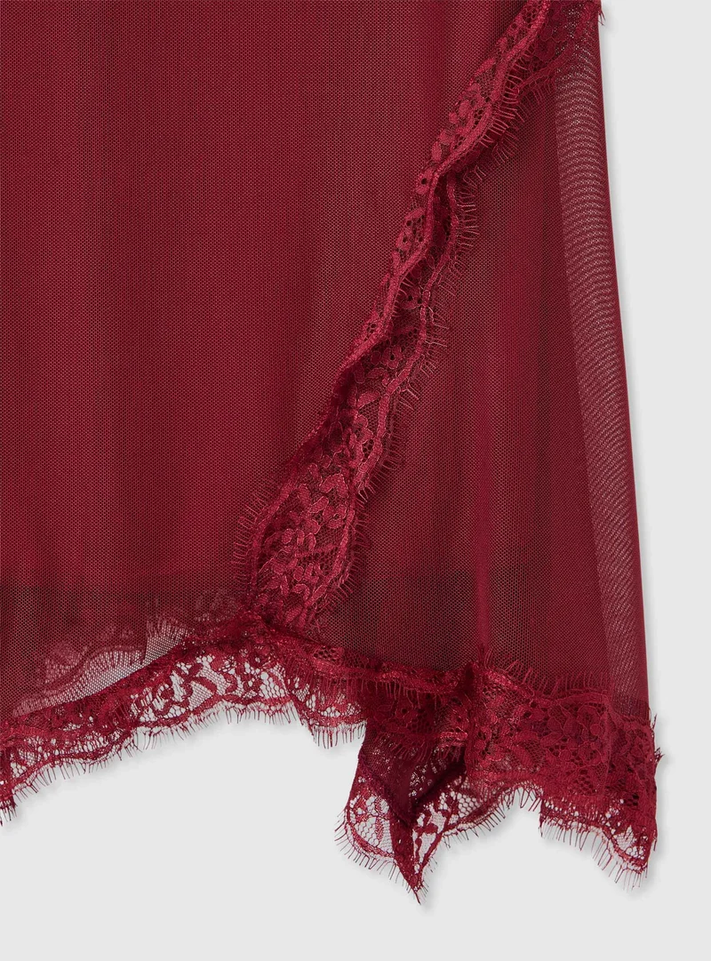Vestito lingerie in tulle con inserti in pizzo