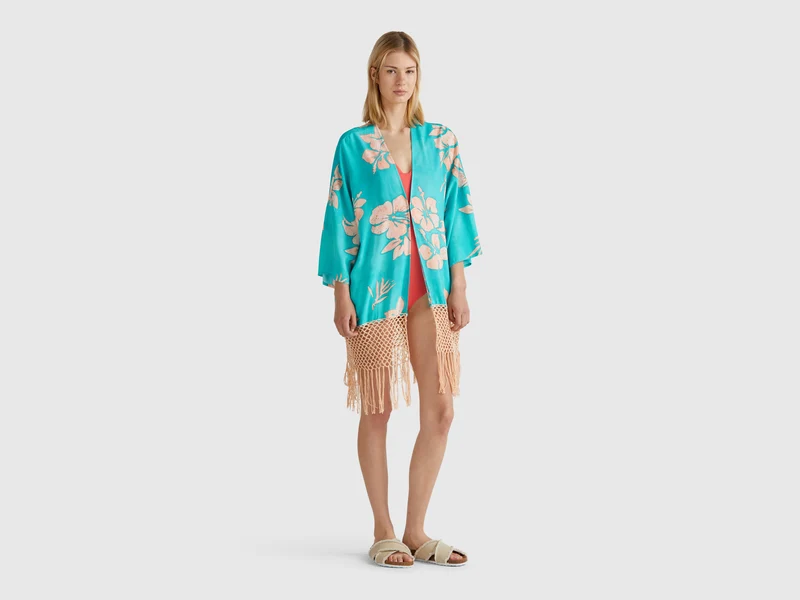 Maglia kimono con stampa floreale