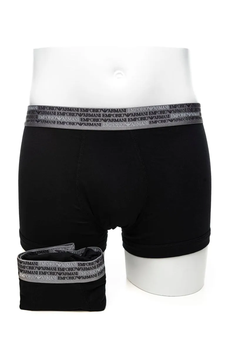 Boxer Emporio Armani Trunk 2 Pack Gift Box Da Uomo Nero El Grigio In Tessuto