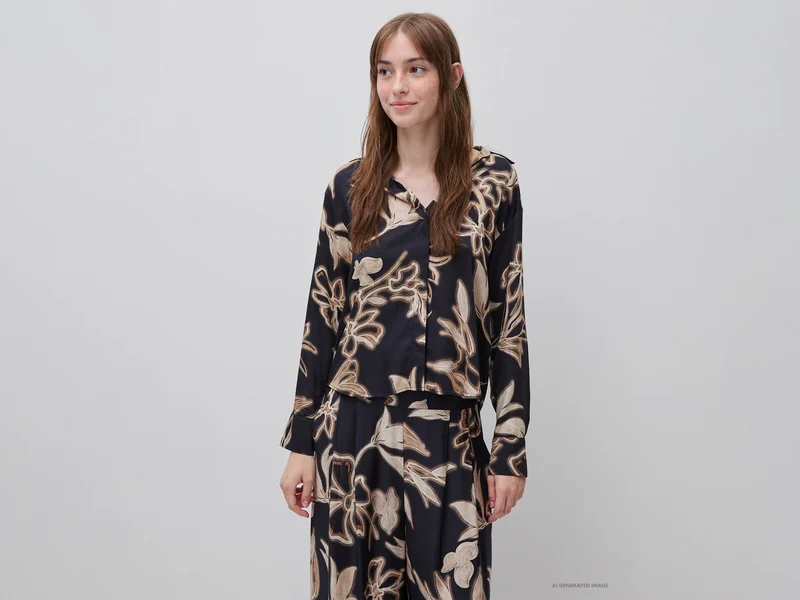 Camicia in satin con stampa floreale