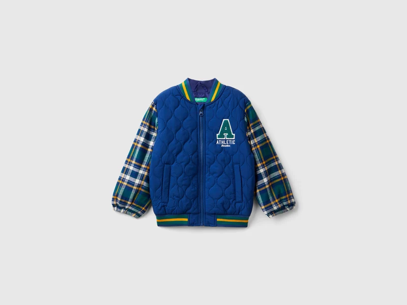 Bomber con manica tartan