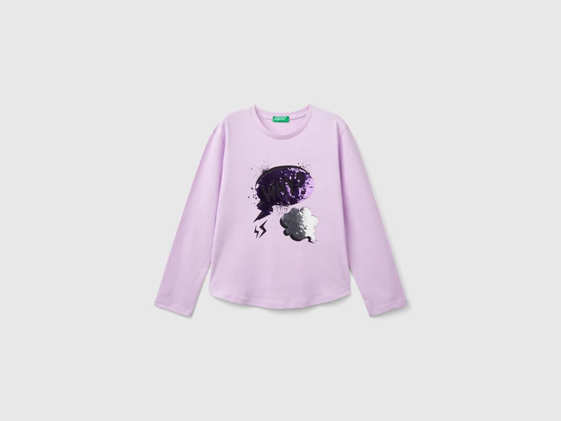 Maglietta con paillettes in cotone bio