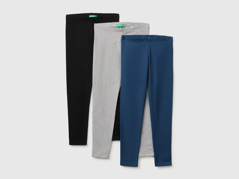 Tre leggings in cotone stretch