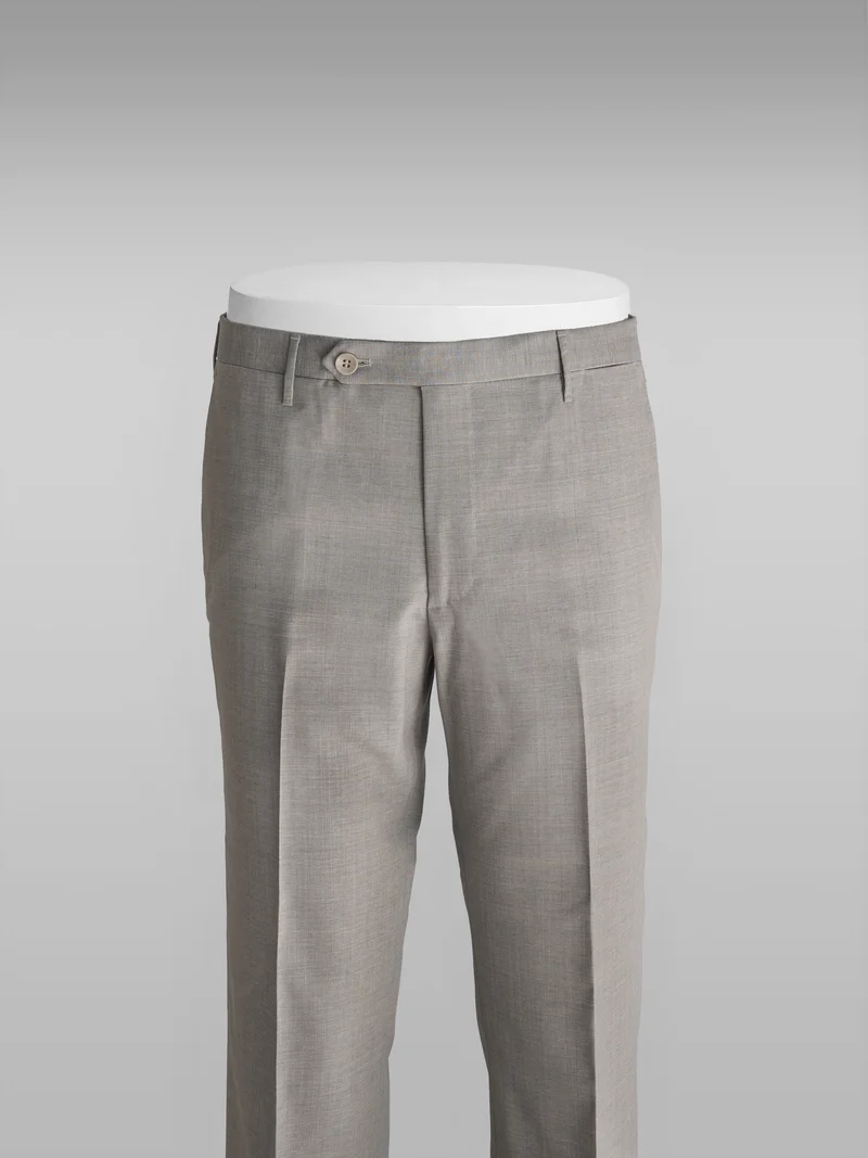 Light beige pair of regular fit wool trousers