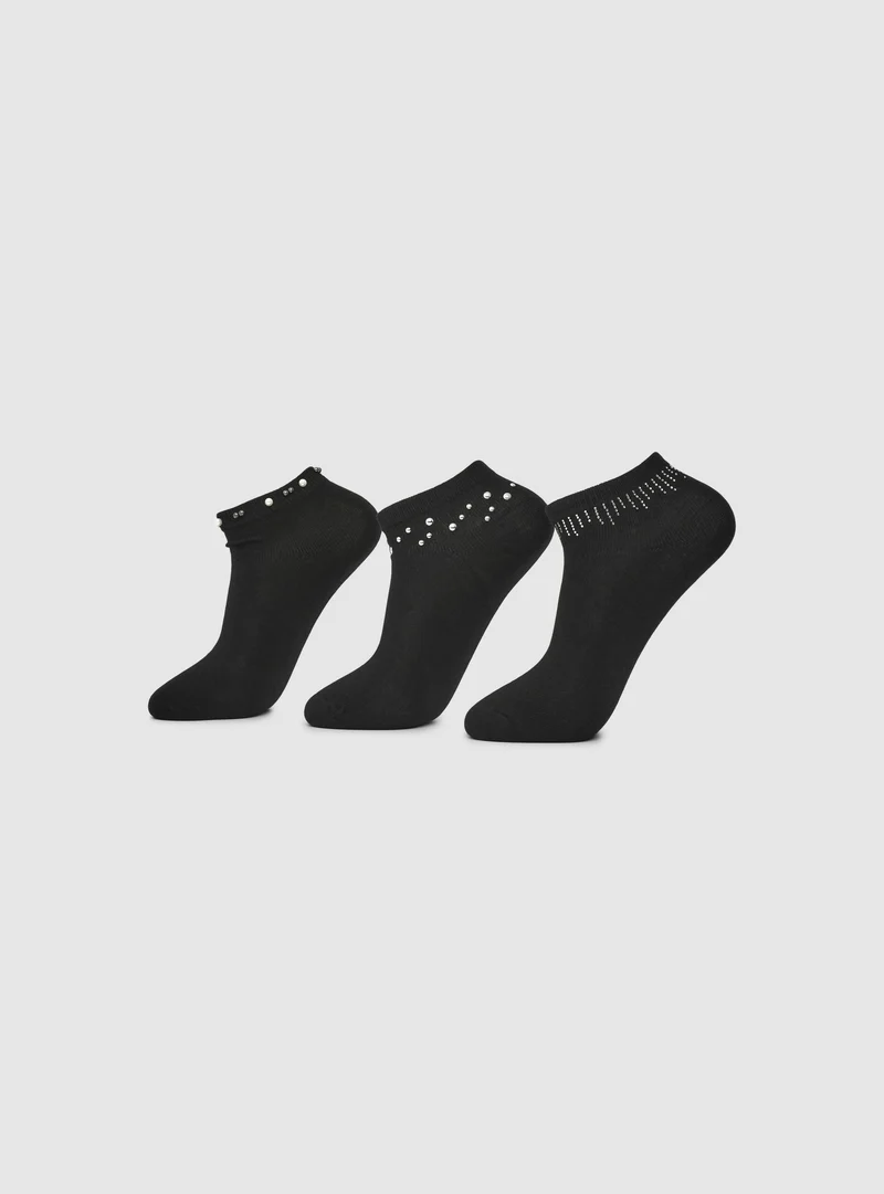 Pack 3 calzini con applicazioni effetto luccicante