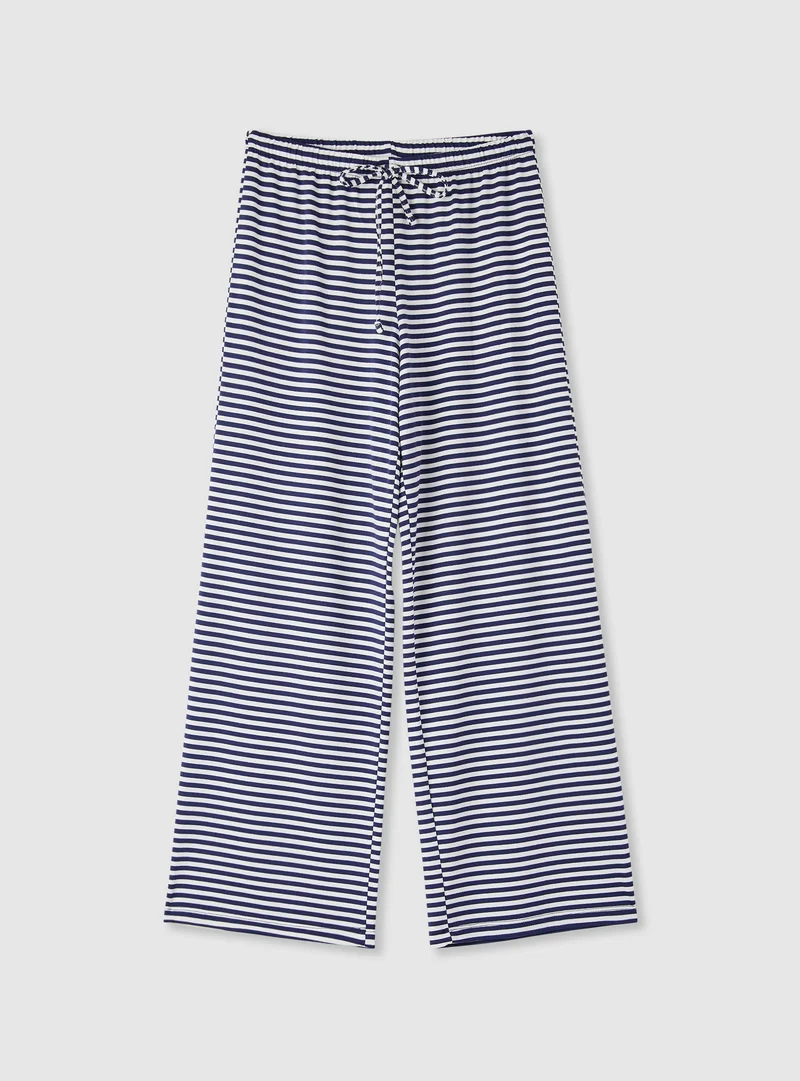 Pantaloni tuta wide leg a righe con coulisse