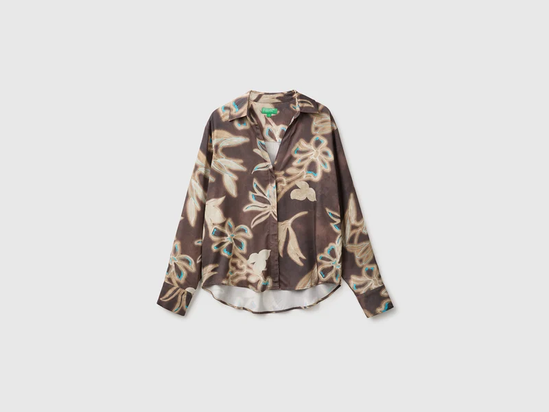 Camicia in satin con stampa floreale