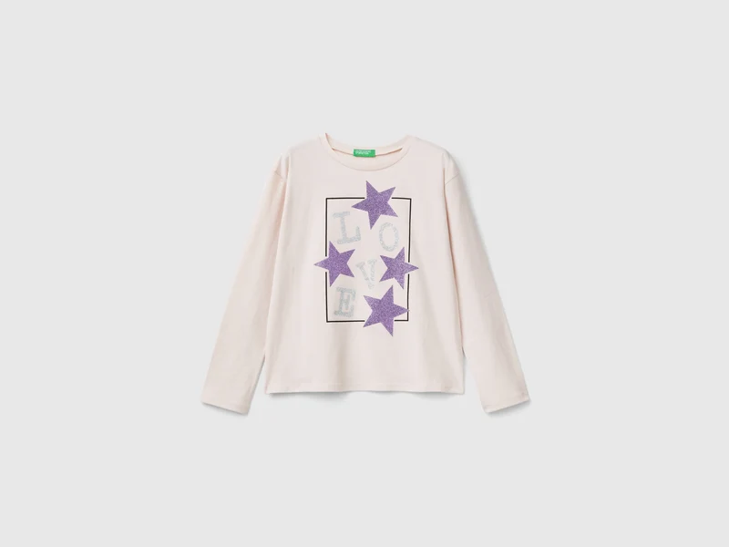 T-shirt con stampa glitter