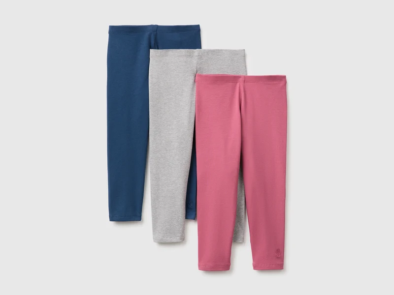 Tre leggings in cotone stretch