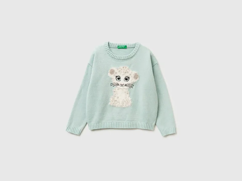 Maglione con intarsio peloso
