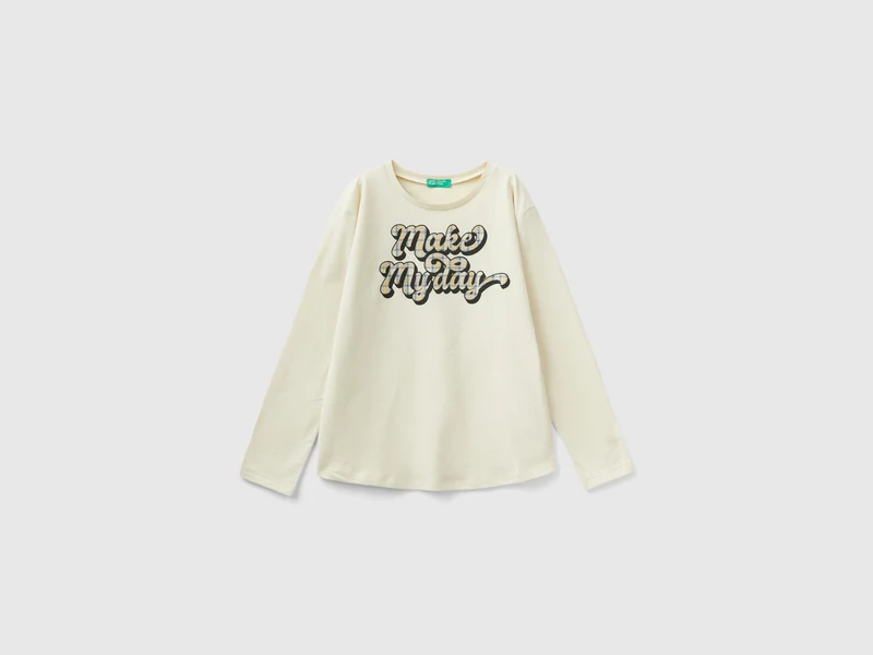 Maglietta in caldo cotone con stampa glitter