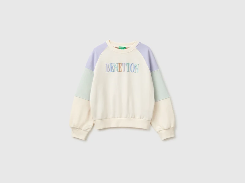 Felpa color block con ricamo