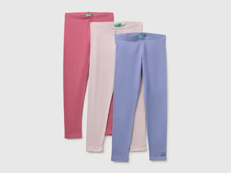 Tre leggings in cotone stretch