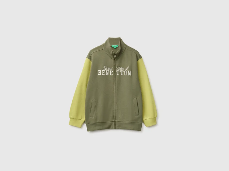 Felpa con zip 100% cotone