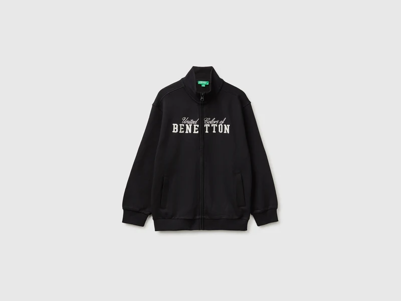 Felpa con zip 100% cotone