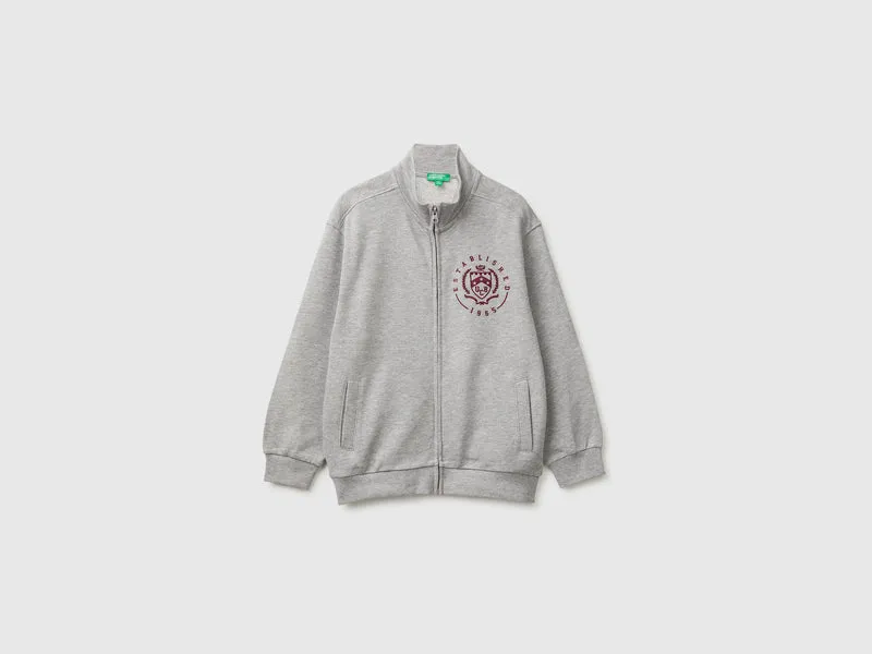 Felpa con zip 100% cotone